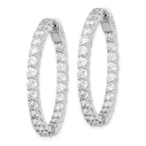 Sterling Shimmer Sterling Silver Rhodium-plated 50 Stone 3mm CZ In and Out Round Hinged Hoop Earrings